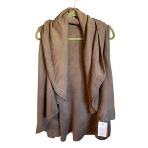 Look By M New York Shawl Vest Sleeveless‎ Draped Cardigan One Size Taupe